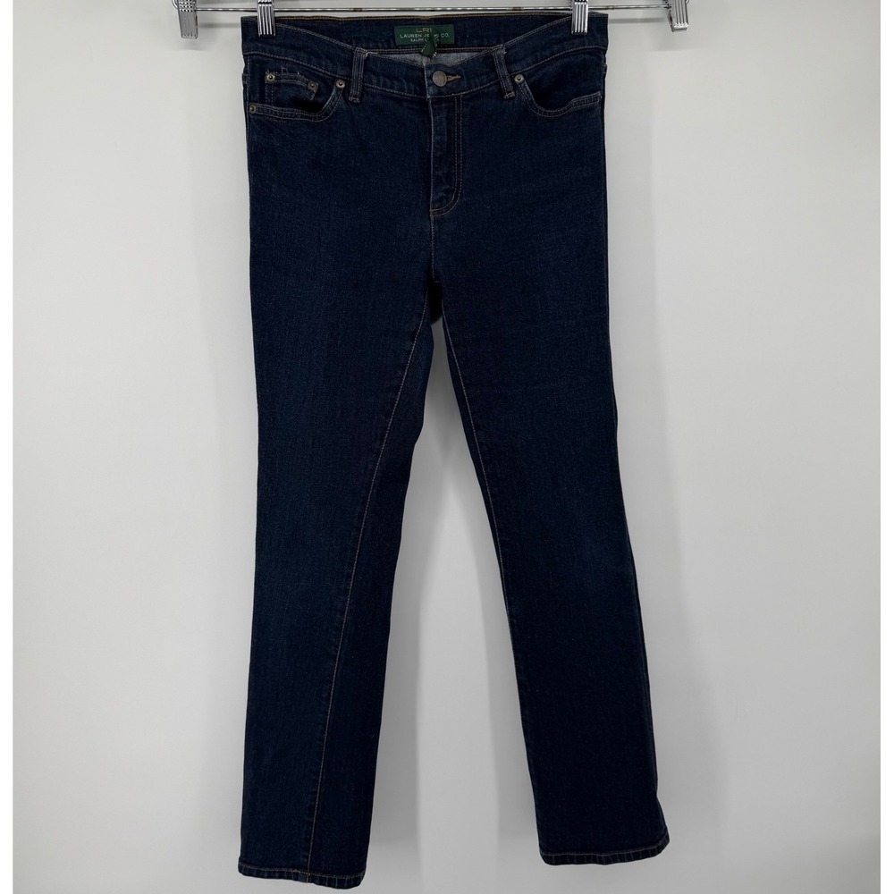 Lauren Ralph Lauren Jeans Womens 6 Dark Wash Straight Leg Stretch Denim Indigo